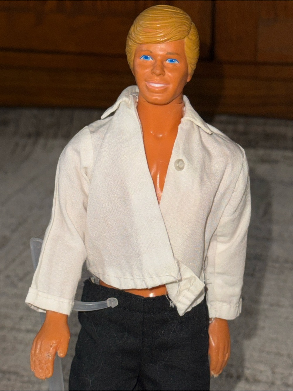 Barbie Mattel Ken Malibu blonde tan doll black dress pants collar button up top